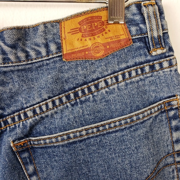 Vintage Pepe Dip Dyed Frayed Jean Shorts Sz 13/14 - Picture 5 of 8